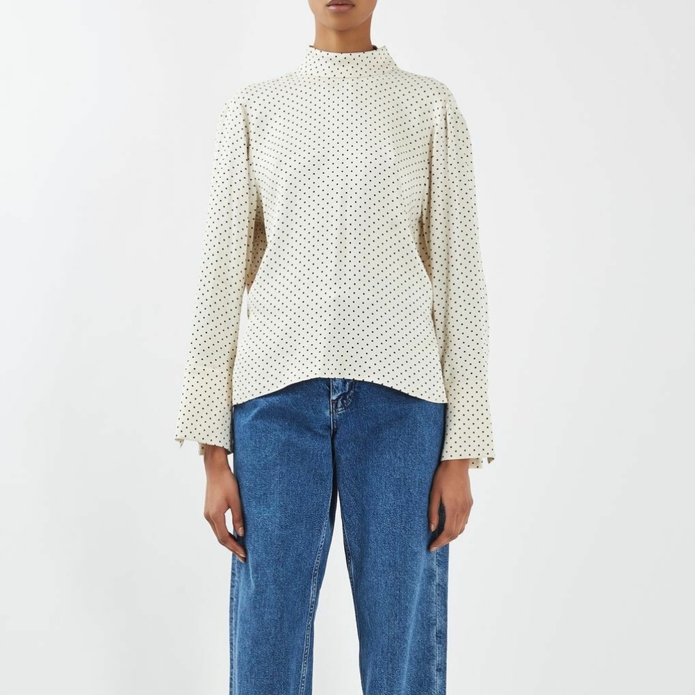 Polka Open Back Blouse